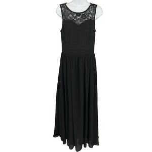 Dressystar Dress Black Maxi Dress‎ Sz M Sleeveless Lace Bodice Party Cocktail